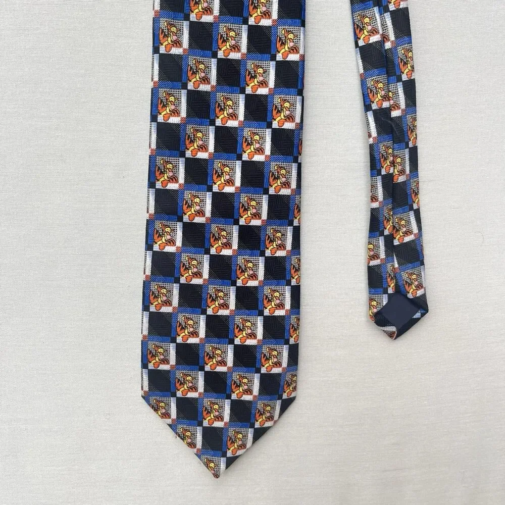 DISNEY WINNIE THE POOH BEAR/TIGGER BLACK/WHITE/YELLOW POLYESTER‎ TIE - NECK TIE